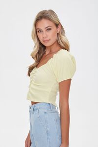 YELLOW Ruched Puff-Sleeve Top, image 2