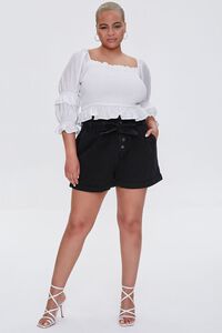 BLACK Plus Size Paperbag Denim Shorts, image 5