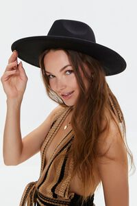 BLACK/BLACK Pinched Velvet-Trim Cowboy Hat, image 2