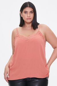 AMBER Plus Size Relaxed Lace-Trim Cami, image 1