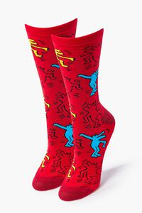 RED/MULTI Men Keith Haring Crew Socks, image 1