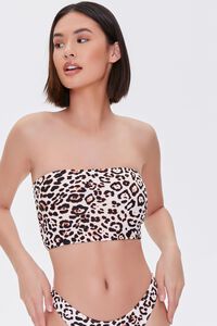 TAN/BLACK Leopard Print Bikini Top, image 1
