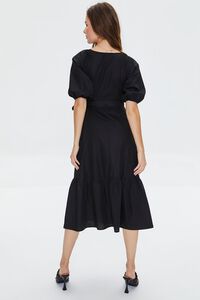 BLACK Flounce-Trim Wrap Midi Dress, image 3