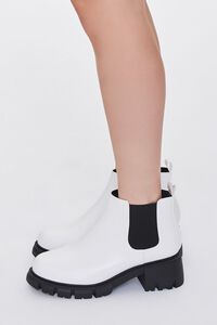 WHITE Faux Leather Chelsea Booties (Wide), image 2