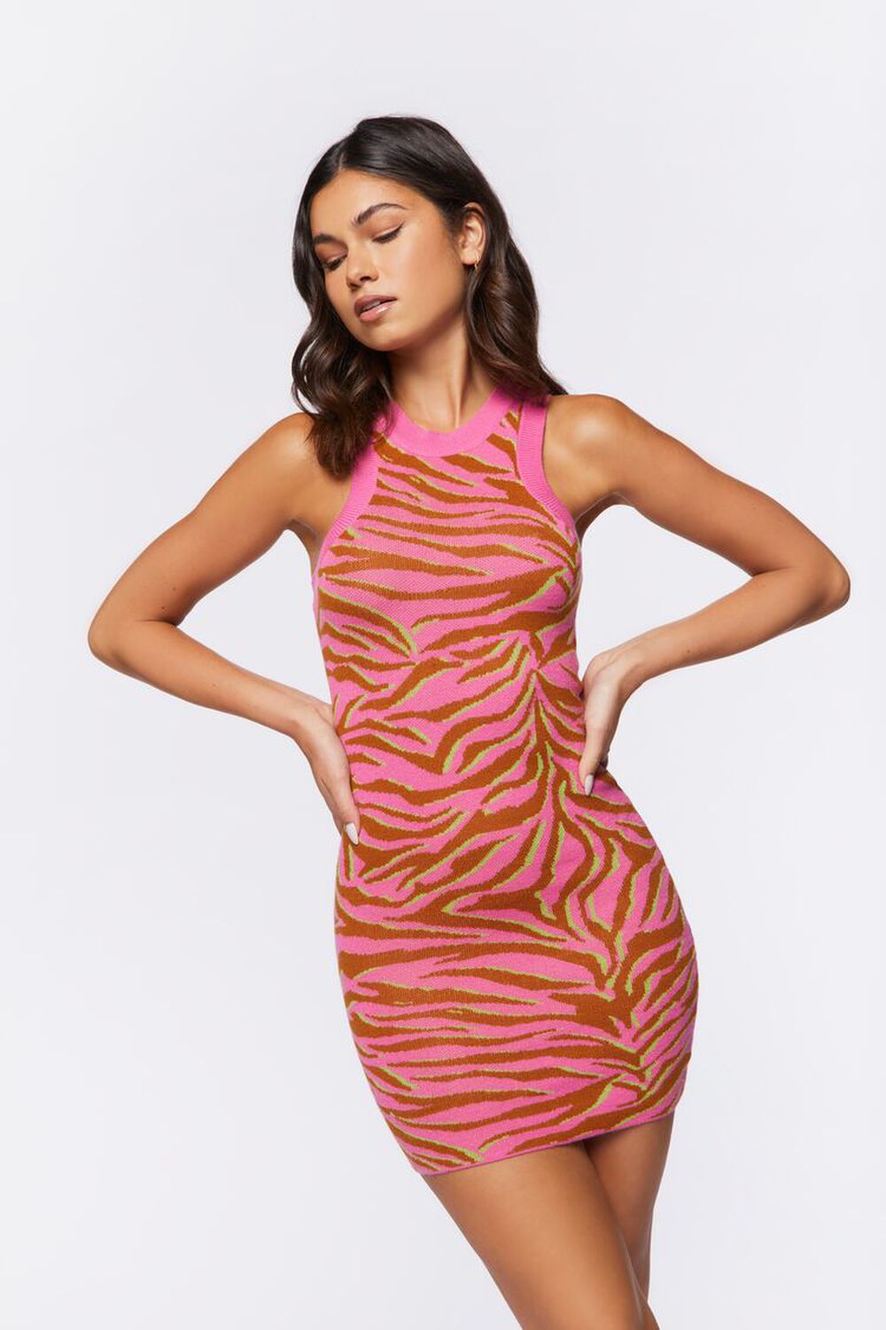 PINK/MULTI Tiger Striped Mini Dress, image 1