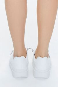 WHITE Metallic Lace-Up Platform Sneakers, image 3