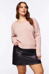 DUSTY PINK Plus Size Twisted-Back Sweater, image 6