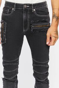 BLACK Distressed Zippered Skinny Jeans, image 6