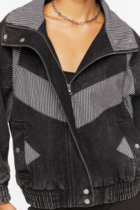 WASHED BLACK Ribbed-Panel Denim Jacket, image 6