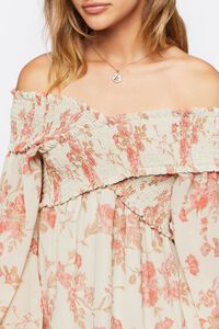 BEIGE/MULTI Floral Off-the-Shoulder Maxi Dress, image 5