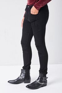 BLACK Distressed Slim-Fit Moto Jeans, image 3