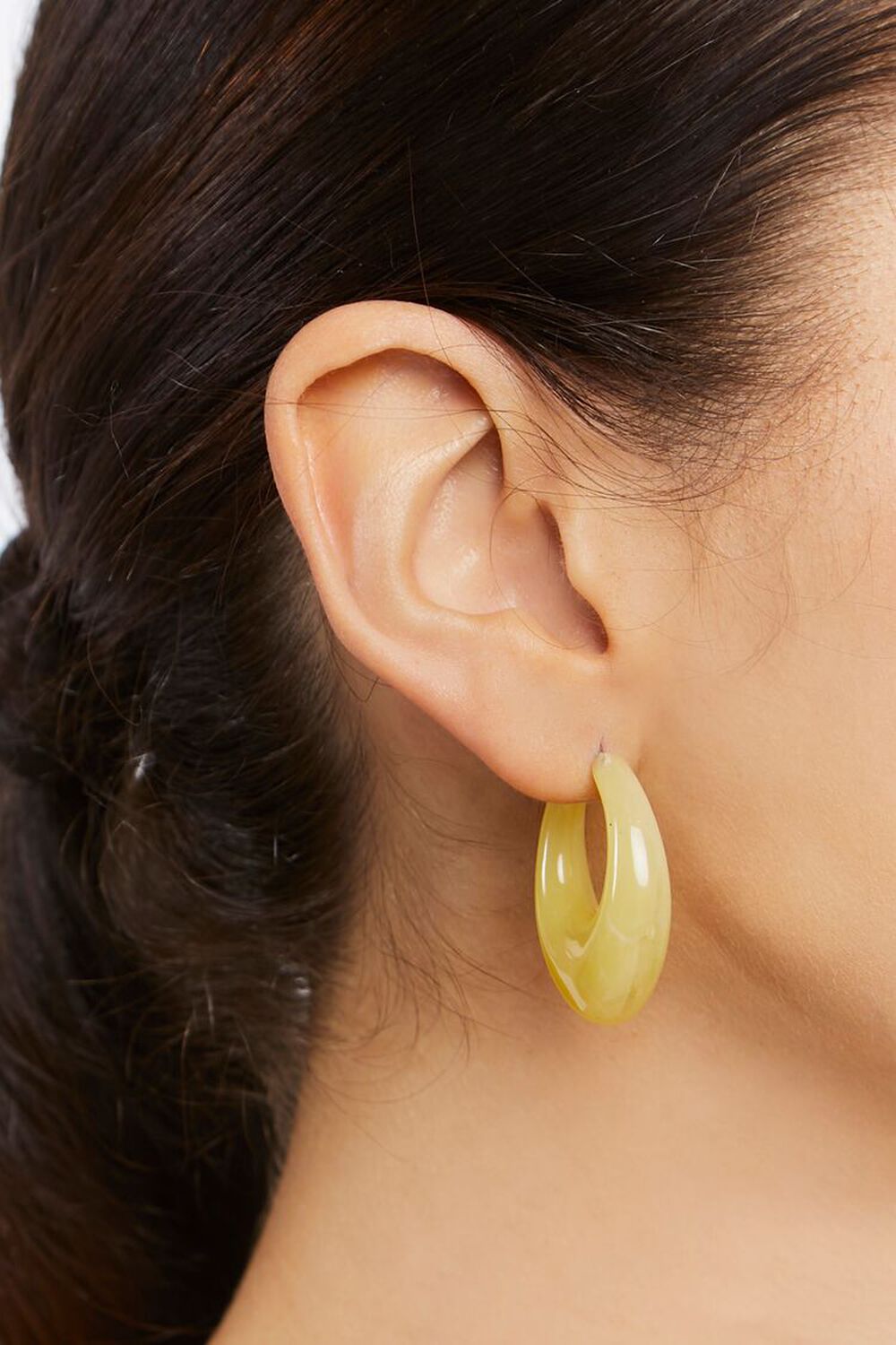 YELLOW Marble Open-End Hoop Earrings, image 1