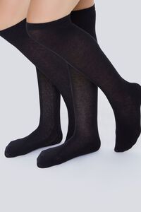 BLACK/BLACK Ribbed Knee-High Sock Set, image 1