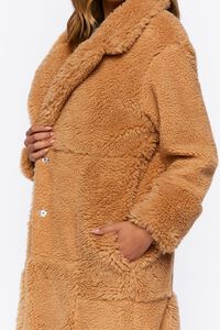 TAN Quilted Faux Shearling Duster Coat, image 5