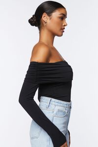 BLACK Asymmetrical Neckline Bodysuit, image 2