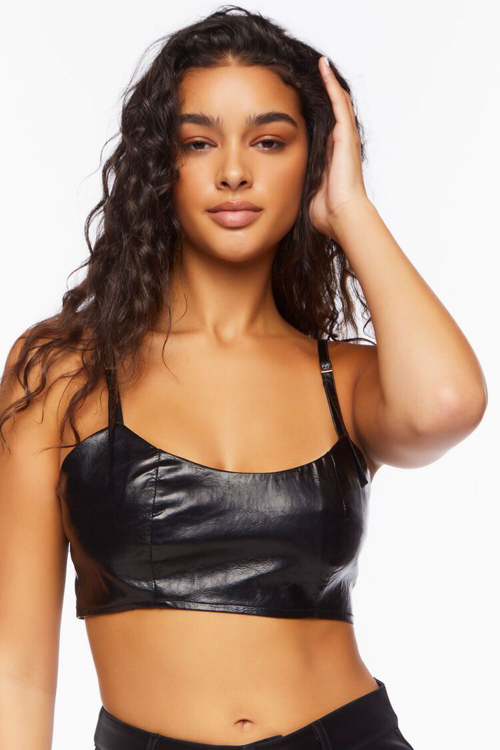 Faux Leather Cropped Cami, image 1