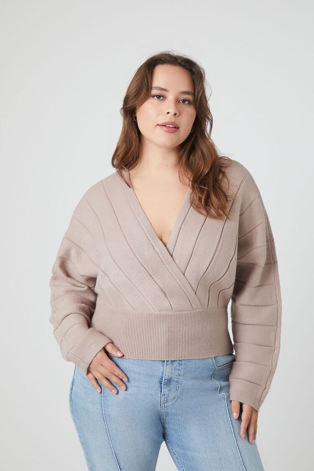GOAT Plus Size Plunging Dolman-Sleeve Sweater, image 1