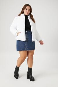 WHITE Plus Size Quilted Puffer Jacket, image 4