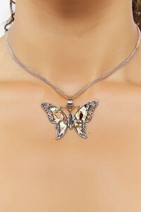 GREEN/SILVER Butterfly Pendant Necklace, image 1