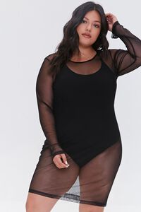 BLACK Plus Size Mesh Swim Cover-Up Dress, image 5