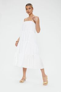 WHITE Tiered Flounce Midi Cami Dress, image 6