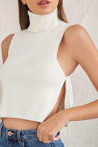 WHITE Sweater-Knit Turtleneck Crop Top, image 2