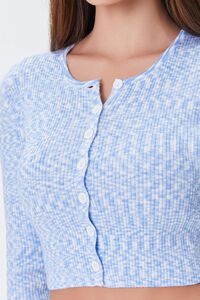 BLUE/WHITE Marled Cardigan Sweater, image 6