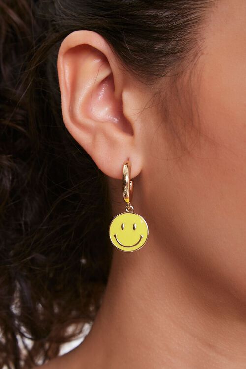 GOLD/YELLOW Happy Face Drop Earrings, image 1