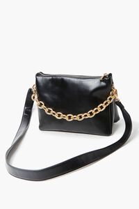 BLACK Chain Faux Leather Crossbody Bag, image 4