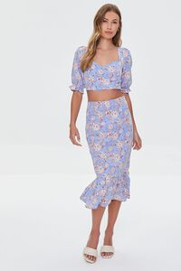 BLUE/MULTI Floral Crop Top & Skirt Set, image 6