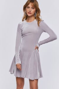 SILVER Velvet Fit & Flare Mini Dress, image 4