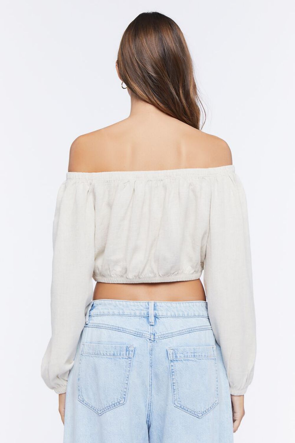 TAUPE Off-the-Shoulder Crop Top, image 3