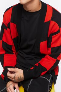 BLACK/RED Checkered Cardigan Sweater, image 5