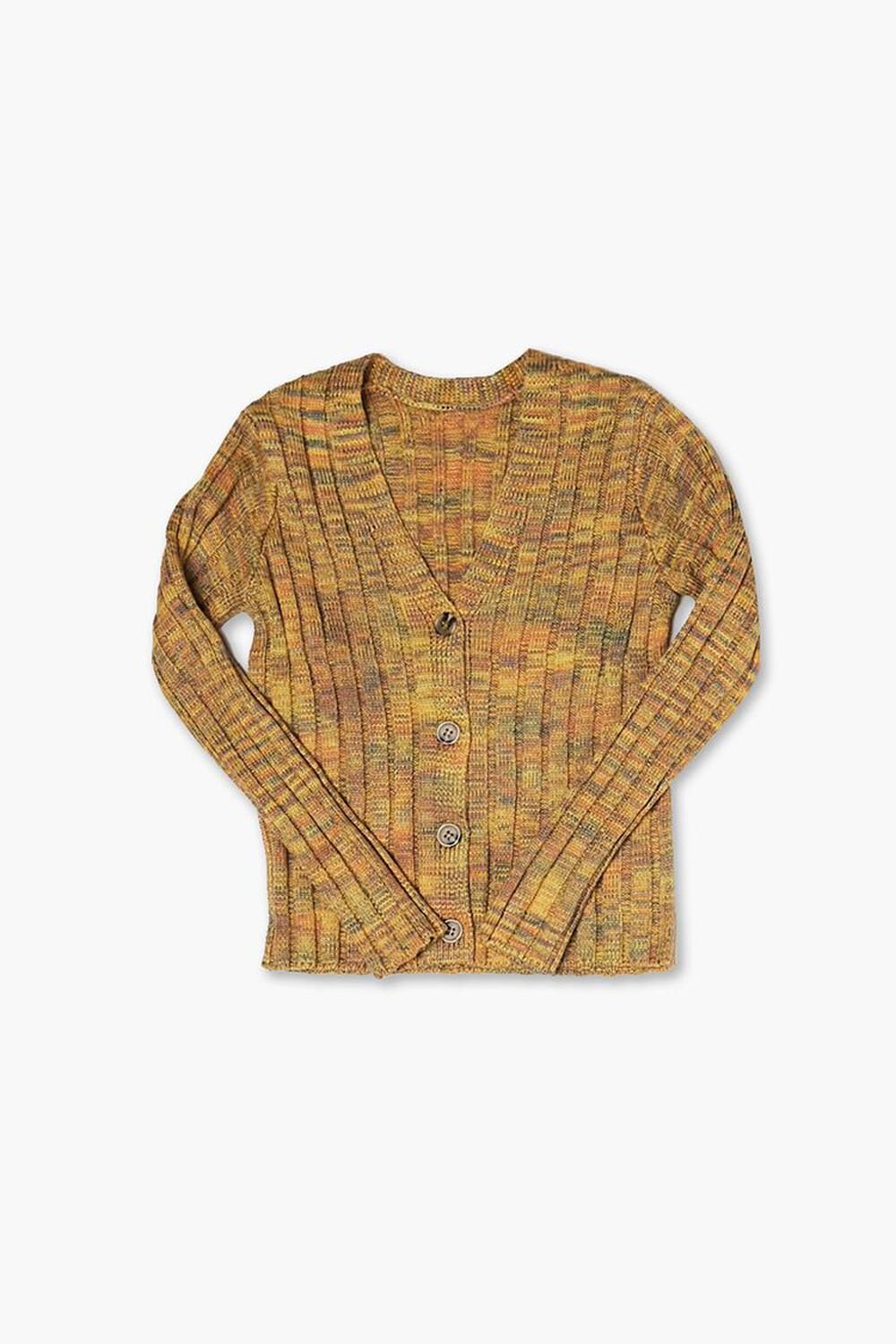 ORANGE/MULTI Girls Marled Cardigan Sweater (Kids), image 1