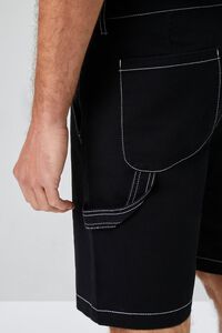 BLACK/WHITE Contrast-Stitch Utility Shorts, image 6