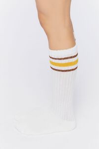 WHITE/YELLOW Varsity-Striped Crew Socks, image 2