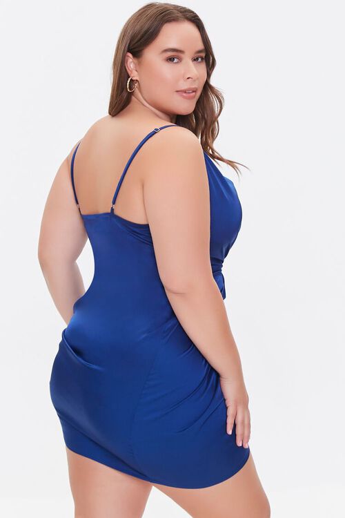 BLUE Plus Size Satin Slip Dress, image 4