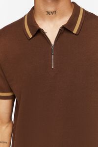 DARK BROWN/TAUPE Half-Zip Polo Shirt, image 5