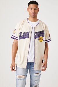 TAUPE/MULTI Embroidered Los Angeles Lakers Jersey, image 6