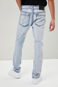 DENIM/MULTI Distressed Patchwork Slim-Fit Jeans, image 4