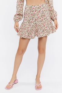 TAN/MULTI Floral Print Crop Top & Mini Skirt Set, image 6