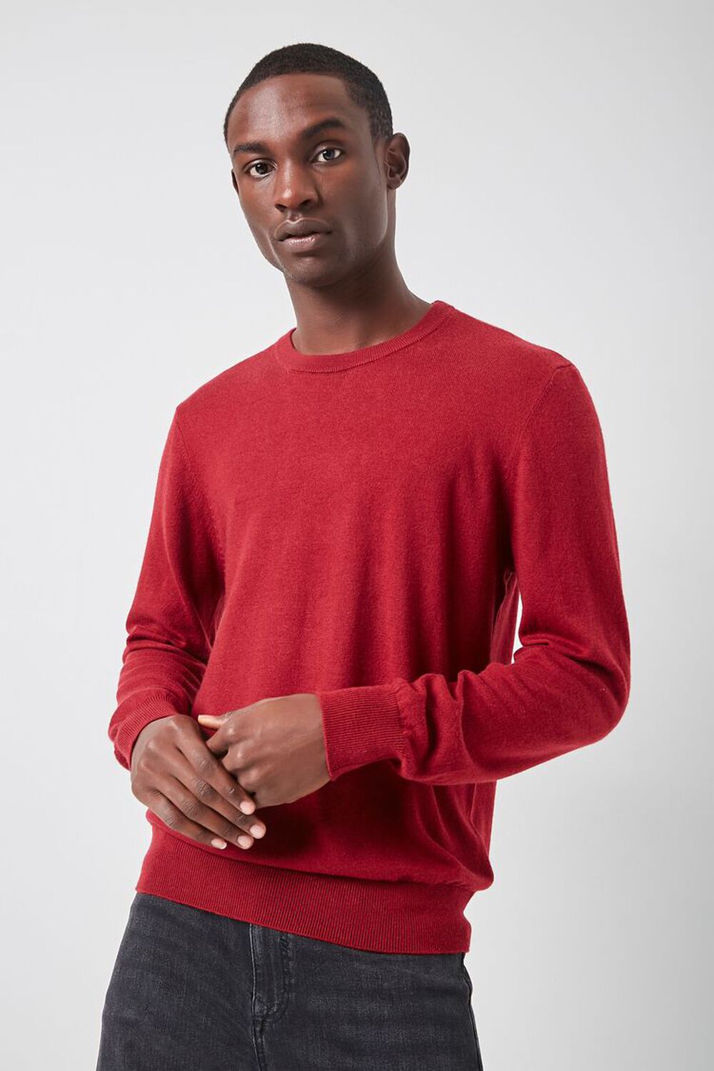 BURGUNDY Cashmere-Blend Crew Neck Sweater, image 1
