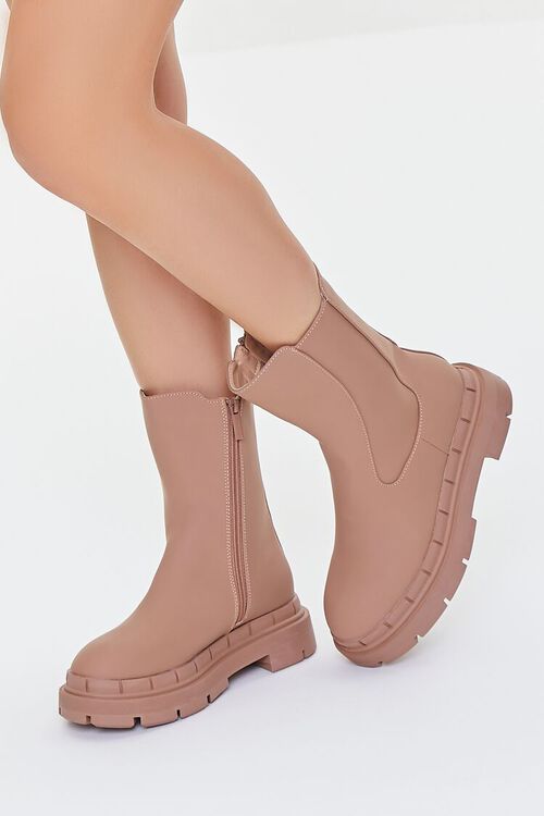 NUDE Faux Leather Lug-Sole Chelsea Booties, image 1