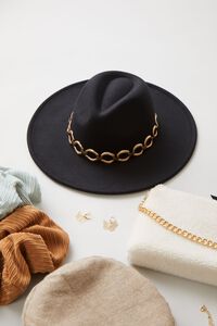 BLACK/GOLD Rolo Chain-Trim Cowboy Hat, image 1