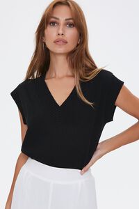 BLACK Cap-Sleeve Sweater Vest, image 1