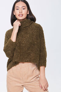 OLIVE Boucle Knit Turtleneck Sweater, image 1