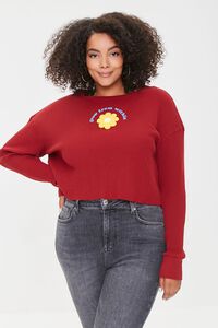 RED/MULTI Plus Size Flower Graphic Top, image 1