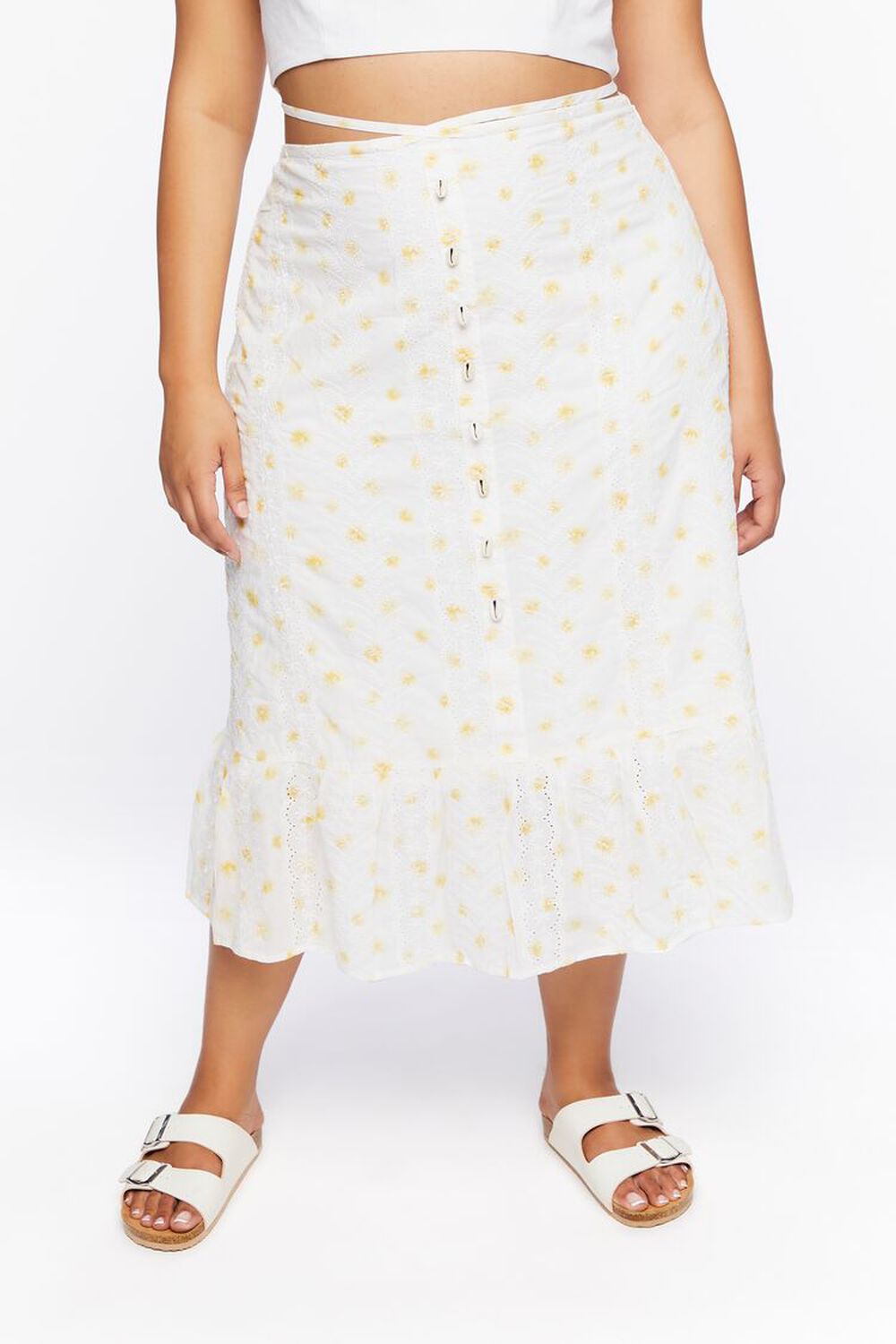 Plus Size Floral Print Shell Midi Skirt, image 2