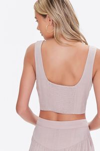 TAUPE Cropped Button-Front Tank Top, image 3
