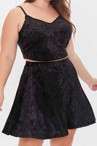 BLACK Plus Size Velvet Cami & Skirt Set, image 6